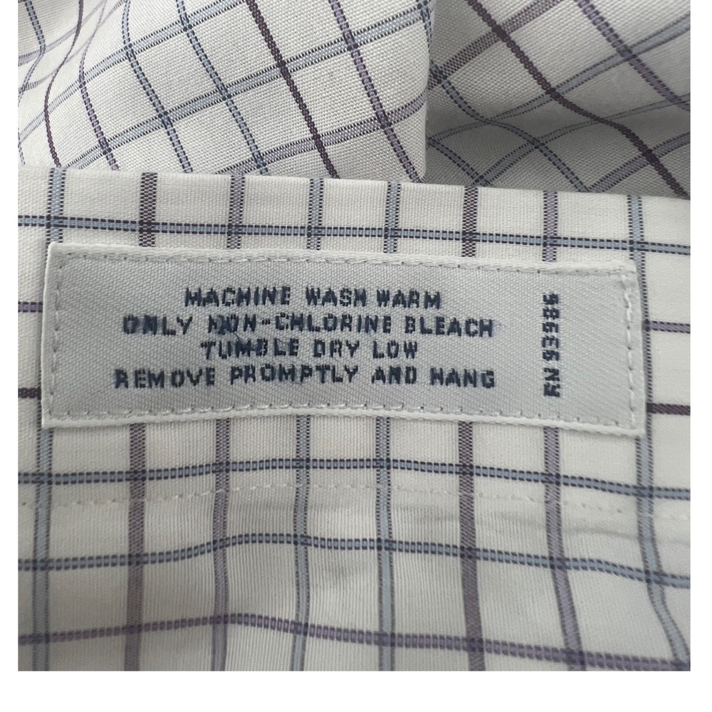 Brooks Brothers 346 Mens 18-6/7 Slim Fit Non-Iron Tattersall Check Shirt White - Picture 5 of 7
